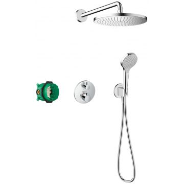 Sistem de dus incastrat termostatat Hansgrohe Croma 280 Ecostat S cu 2 consumatori crom