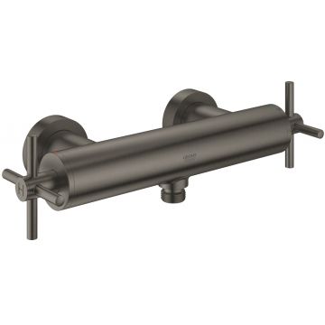 Baterie dus Grohe Atrio cu dubla comanda manere cruce brushed hard graphite