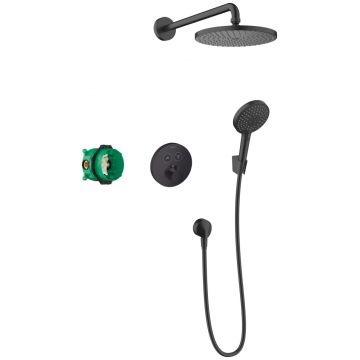 Sistem de dus incastrat termostatat Hansgrohe Raindance S 240 ShowerSelect S cu 2 consumatori negru mat