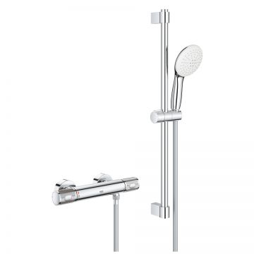 Baterie dus termostatata Grohe Grohtherm 1000 Performance cu set de dus cu bara Tempesta 600  crom