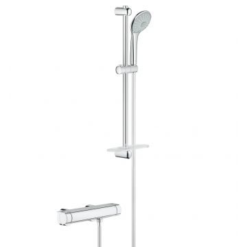 Baterie dus termostatata Grohe Grohtherm 2000 cu set de dus Euphoria 110 Massage cu bara 60cm  crom