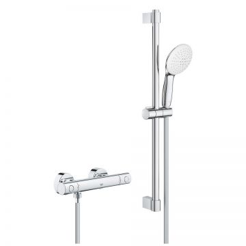 Baterie dus termostatata Grohe Grohtherm 800 Cosmopolitan cu set de dus cu bara Tempesta 600  crom