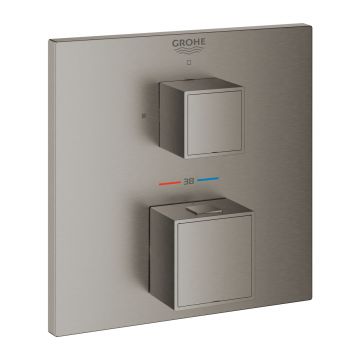 Baterie dus termostatata Grohe Grohtherm Cube cu 1 functie montaj incastrat necesita corp ingropat brushed hard graphite