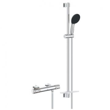 Baterie dus termostatata Grohe Precision Feel cu set de dus Vitalio Start 110 cu bara 90cm crom