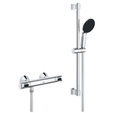 Baterie dus termostatata Grohe Precision Flow cu set de dus Vitalio Start 110 cu bara 60cm crom