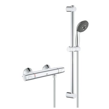 Baterie dus termostatata Grohe Precision Trend cu set de dus Vitalio Start 100 cu bara 60cm crom