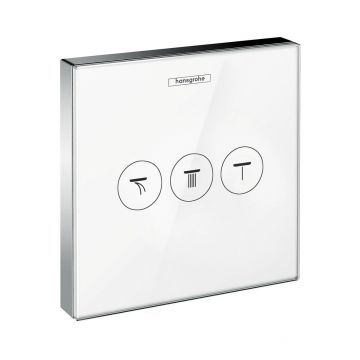 Divertor Hansgrohe ShowerSelect Glass HighFlow cu 3 functii montaj incastrat necesita corp ingropat alb-crom