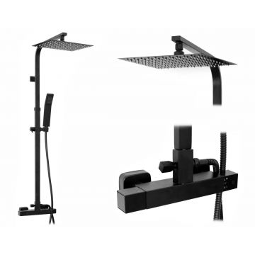 Set de dus cu termostat Rea Fenix Milan, negru mat