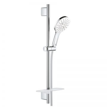 Set de dus Grohe Rainshower SmartActive 130 cu bara 60cm  furtun 175cm  polita si para de dus cu 3 jeturi  moon white