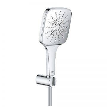 Set de dus Grohe Rainshower SmartActive 130 Cube cu agatatoare fixa  furtun 150cm si para de dus cu 3 jeturi  crom