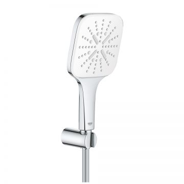 Set de dus Grohe Rainshower SmartActive 130 Cube cu agatatoare fixa  furtun 150cm si para de dus cu 3 jeturi  moon white